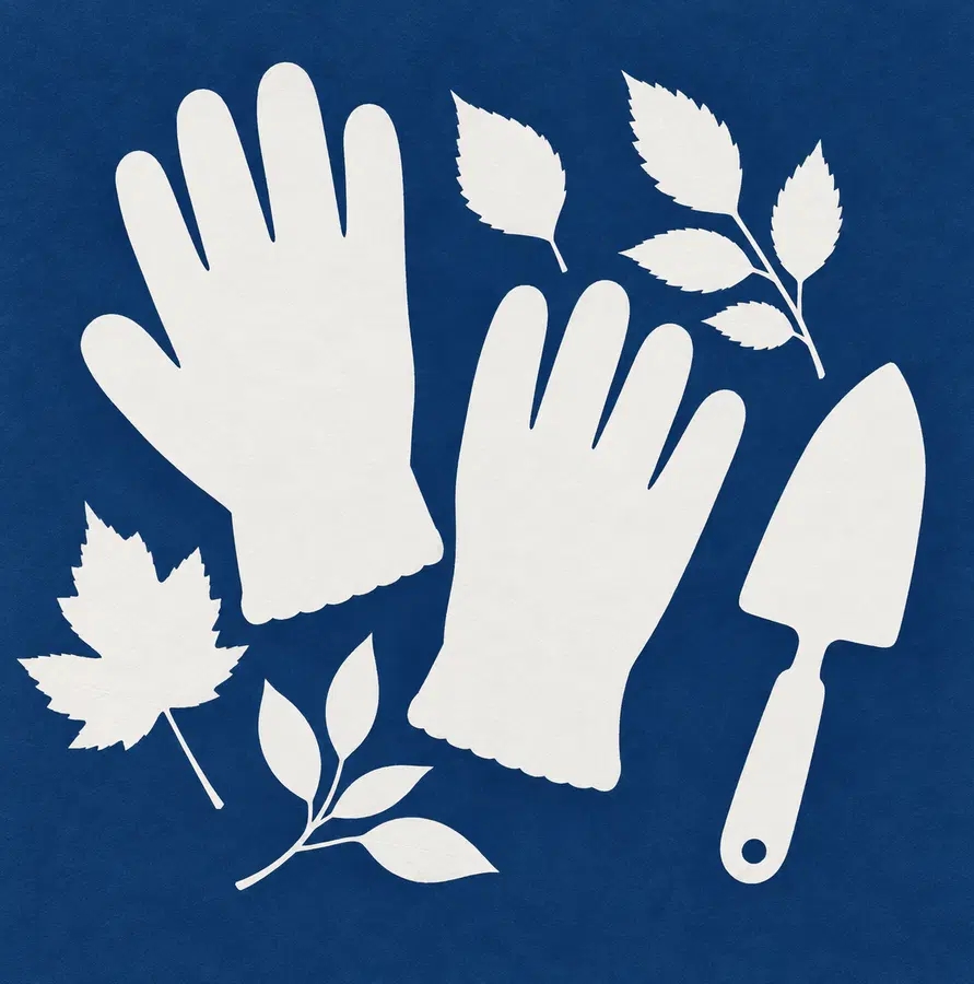 Illustration of landscaping businesses equipment and workspace