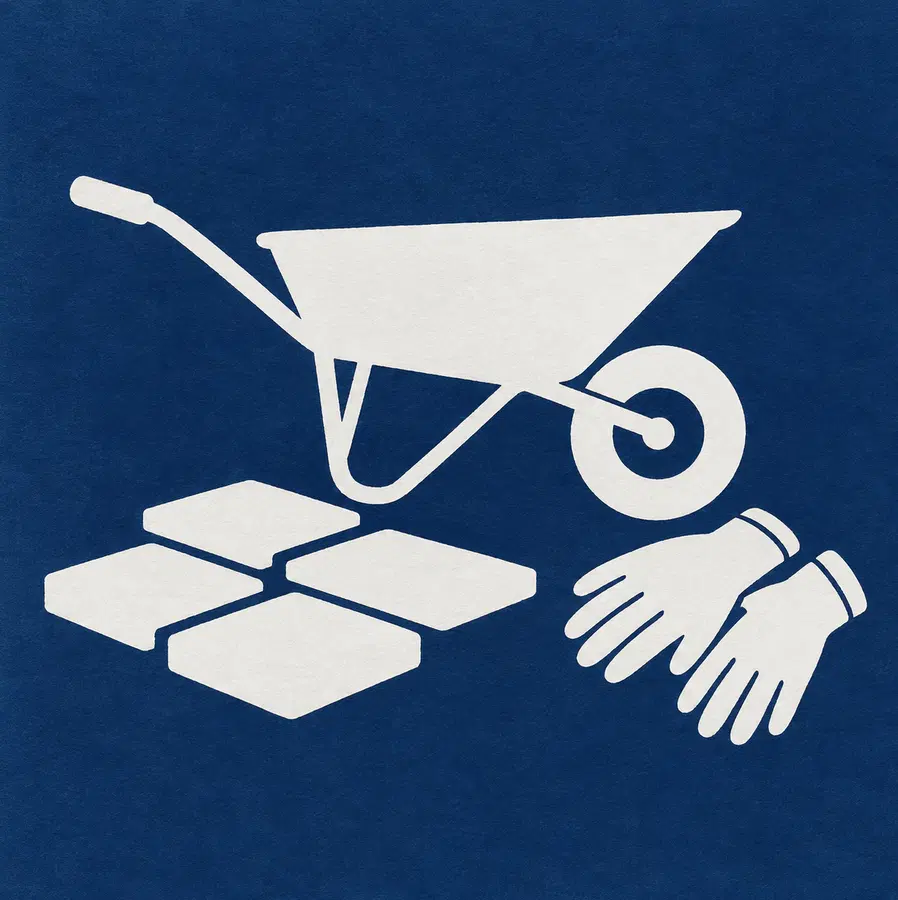 Illustration of landscaping businesses equipment and workspace